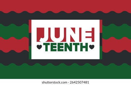 Juneteenth Independence Day. Freedom or Emancipation day. Annual american holiday, celebrated in June 19. African-American history and heritage. Poster, greeting card, banner and background. Vector