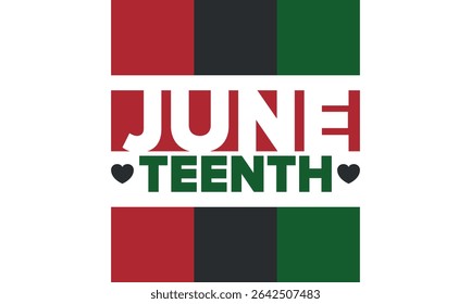 Juneteenth Independence Day. Freedom or Emancipation day. Annual american holiday, celebrated in June 19. African-American history and heritage. Poster, greeting card, banner and background. Vector