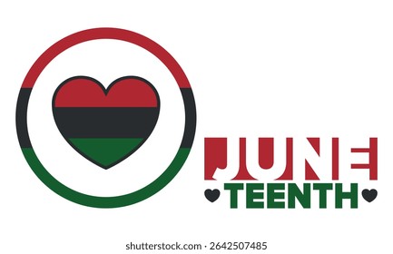 Juneteenth Independence Day. Freedom or Emancipation day. Annual american holiday, celebrated in June 19. African-American history and heritage. Poster, greeting card, banner and background. Vector