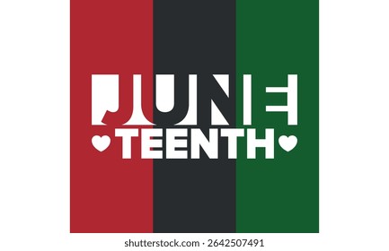 Juneteenth Independence Day. Freedom or Emancipation day. Annual american holiday, celebrated in June 19. African-American history and heritage. Poster, greeting card, banner and background. Vector