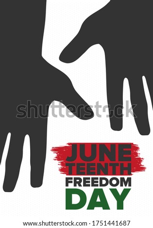 Juneteenth Independence Day. Freedom or Emancipation day. Annual american holiday, celebrated in June 19. African-American history and heritage. Poster, greeting card, banner and background. Vector