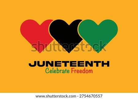 Juneteenth Independence Day. Freedom or Emancipation day. Annual american holiday, celebrated in June 19. African-American history and heritage.