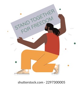 Juneteenth. Independence and emancipation day of black people in USA. Annual holiday, celebrating freedom of african-americans. Flat vector illustration