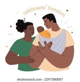 Juneteenth. Independence and emancipation day of black people in USA. Annual holiday, celebrating freedom of african-americans. Flat vector illustration
