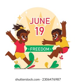 Juneteenth. Independence and emancipation day of black people in USA. Annual holiday, celebrating freedom of african-americans. Flat vector illustration