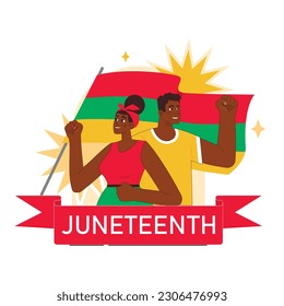 Juneteenth. Independence and emancipation day of black people in USA. Annual holiday, celebrating freedom of african-americans. Flat vector illustration