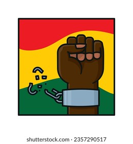 Juneteenth isolated vector illustration of fist breaking chains for Freedom Day on June 19