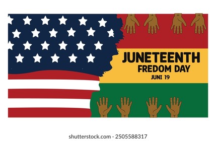 Juneteenth, June 19, 1865 - Freedom Day in the United States of America.   Flat vector modern illustration 