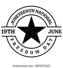 Juneteenth or June 19th Day Badge, Logo, Emblem, Seal, Sticker, Juneteenth National Freedom Day, Juneteenth Tshirt Design, Stamp, Rubber, Card, Vintage, Retro Design, Freedom Day Vector Illustration