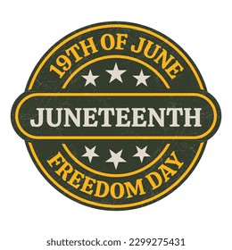 Juneteenth or June 19th Day Badge, Logo, Emblem, Seal, Sticker, Juneteenth National Freedom Day, Juneteenth Tshirt Design, Stamp, Rubber, Card, Vintage, Retro Design, Freedom Day Vector Illustration