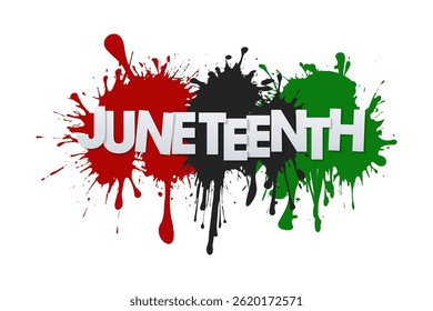 Juneteenth Letter Typography Splash Isolated on White Background	
