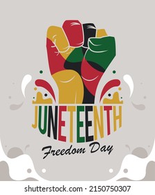 juneteenth lettering with fist card