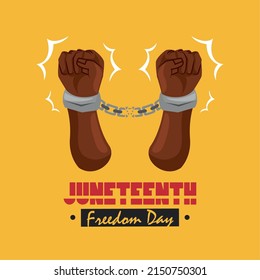 juneteenth lettering with slave hands card