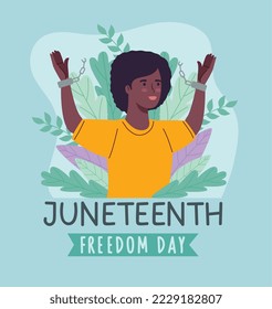 Juneteenth lettering with woman poster