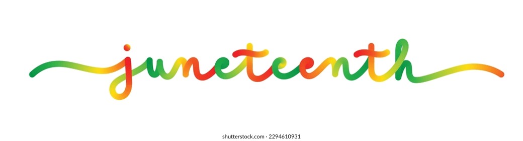 JUNETEENTH monoline vector calligraphy banner with colorful gradient