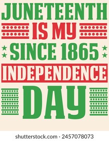 Juneteenth is my since 1865 independence day Graphic Design svg