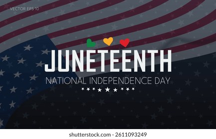 Juneteenth National Independence Day Design with Flag and Star Row