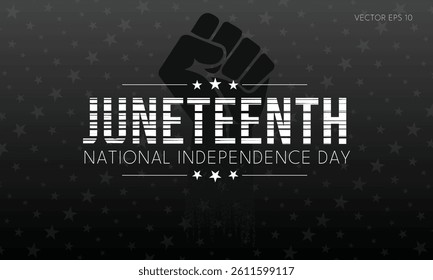 Juneteenth National Independence Day Poster with Raised Fist and Stars