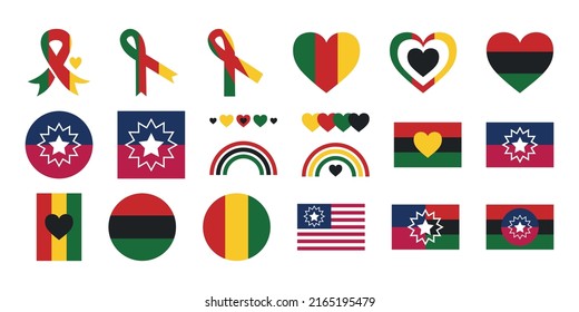 Juneteenth National Independence Day set colorful icons. Freedom day signs, symbols. Collection vector illustration for Emancipation Day. African American celebrating Jubilee Day. Black history month.