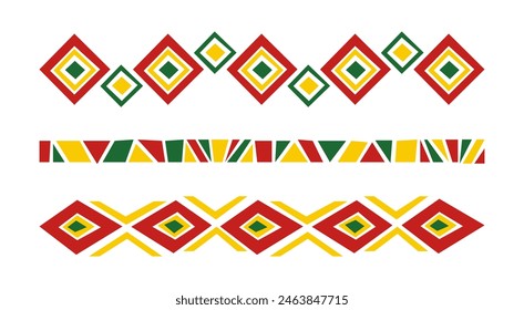 Juneteenth National Independence Day set african ethnic border line. Emancipation Day. African American celebrating. Black history month. Freedom day motif pattern line. Traditional geometric ornament