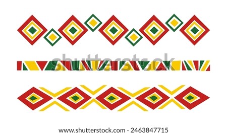 Juneteenth National Independence Day set african ethnic border line. Emancipation Day. African American celebrating. Black history month. Freedom day motif pattern line. Traditional geometric ornament