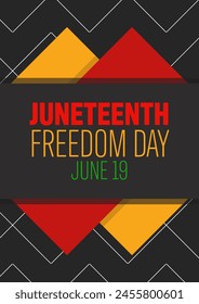 Juneteenth poster template design. History of African American freedom day. Geometric background shape