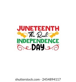 Juneteenth the real independence day, custom typography t shirt design, Juneteenth vector files, vector t-shirt, t shirt cut files, Black history month t shirt design, Happy Juneteenth independence