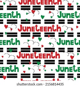 Juneteenth Seamless Pattern. Print For Textile, Wallpaper, Covers, Surface. Retro Stylization June 19