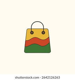 Juneteenth shopping bag icon with African heritage colors, symbolizing Black economic empowerment, cultural pride, and freedom celebration