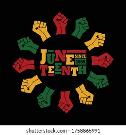 Juneteenth Since 1865. Celebrate Freedom. Design of Banner. Vector logo Illustration.