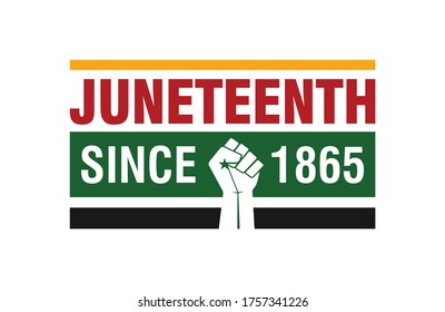 Juneteenth Since 1865. Design of Banner and Flag. Vector logo Illustration.