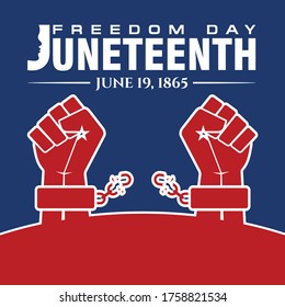 Juneteenth Since 1865. Design of Banner. Vector logo Illustration.