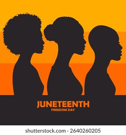 Juneteenth social media post background, square banner of silhouette tree african women which is a symbol of the celebration of the day of liberation from slavery