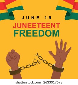 Juneteenth social media posts feature icons of resistance and social justice, honoring the history of black freedom in the United States.