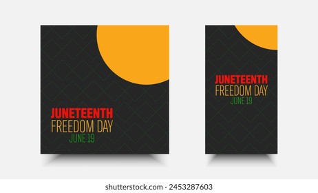 Juneteenth social media template design. History of African American freedom day. Geometric background shape