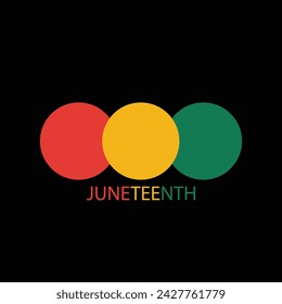 Juneteenth Square Banner With circles in Pan-African Flag Colours. Vector Illustration Symbolising Juneteenth Freedom Day.
