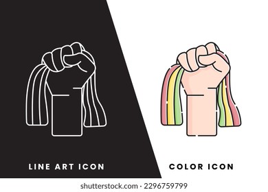 juneteenth symbol icon hand holding colorful cloth