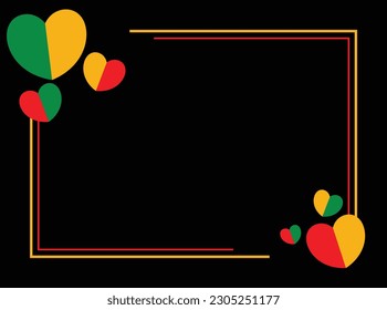 Juneteenth theme abstract background red, yellow, green, black, liberty day, annual holiday. With ornate heart icon vector design for banners, greeting cards, posters.