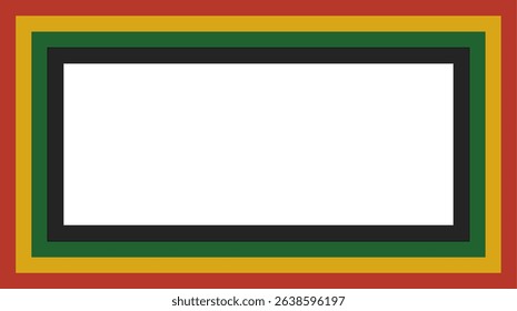 Juneteenth themed frame featuring red, yellow gold, green and black, with a transparent background. Perfect for posters, banners or social and cultural campaigns. copy space