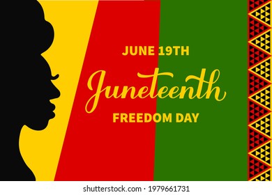 Juneteenth typography poster. African American holiday on June 19. Vector template for, banner, greeting card, postcard, sticker, etc.