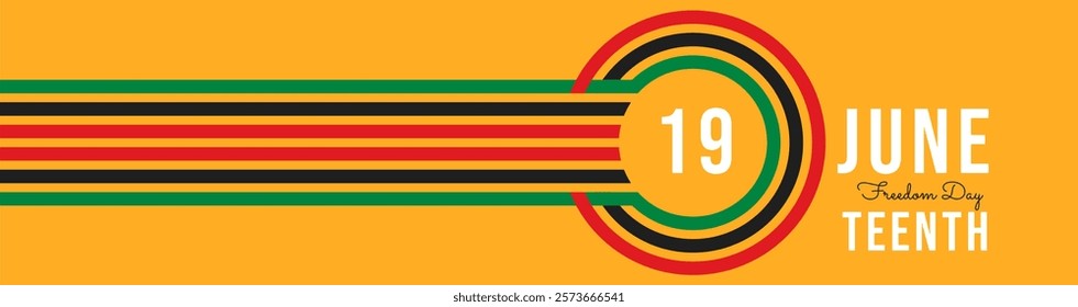 Juneteenth vector banner in Pan-African Flag colors.