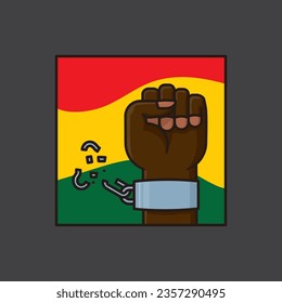 Juneteenth vector illustration of fist breaking chains for Freedom Day on June 19