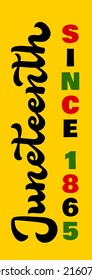 Juneteenth vertical sign. African American holiday Freedom Day on June 19. Vector template for typography poster, banner, etc.