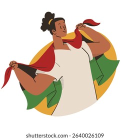 Juneteenth Woman Holding Flag illustration