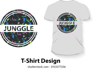 Junggle pattern typography for t-shirt design with mock up Premium vector