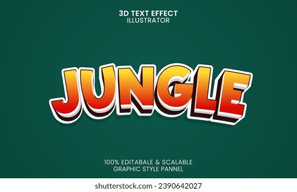 Jungle 3d editable text effect vector