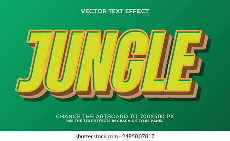 efecto de texto 3d selva, fuente editable, tipografía