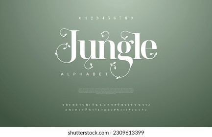 Jungle abstract digital technology logo font alphabet. Minimal modern urban fonts for logo, brand etc. Typography typeface uppercase lowercase and number. vector illustration