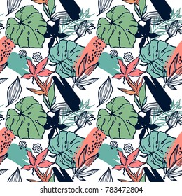 Jungle abstraction. Tropical leaves and plants