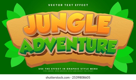 Plantilla de efecto de texto editable de Jungle Adventure 3d Adecuado para el tema de Naturaleza